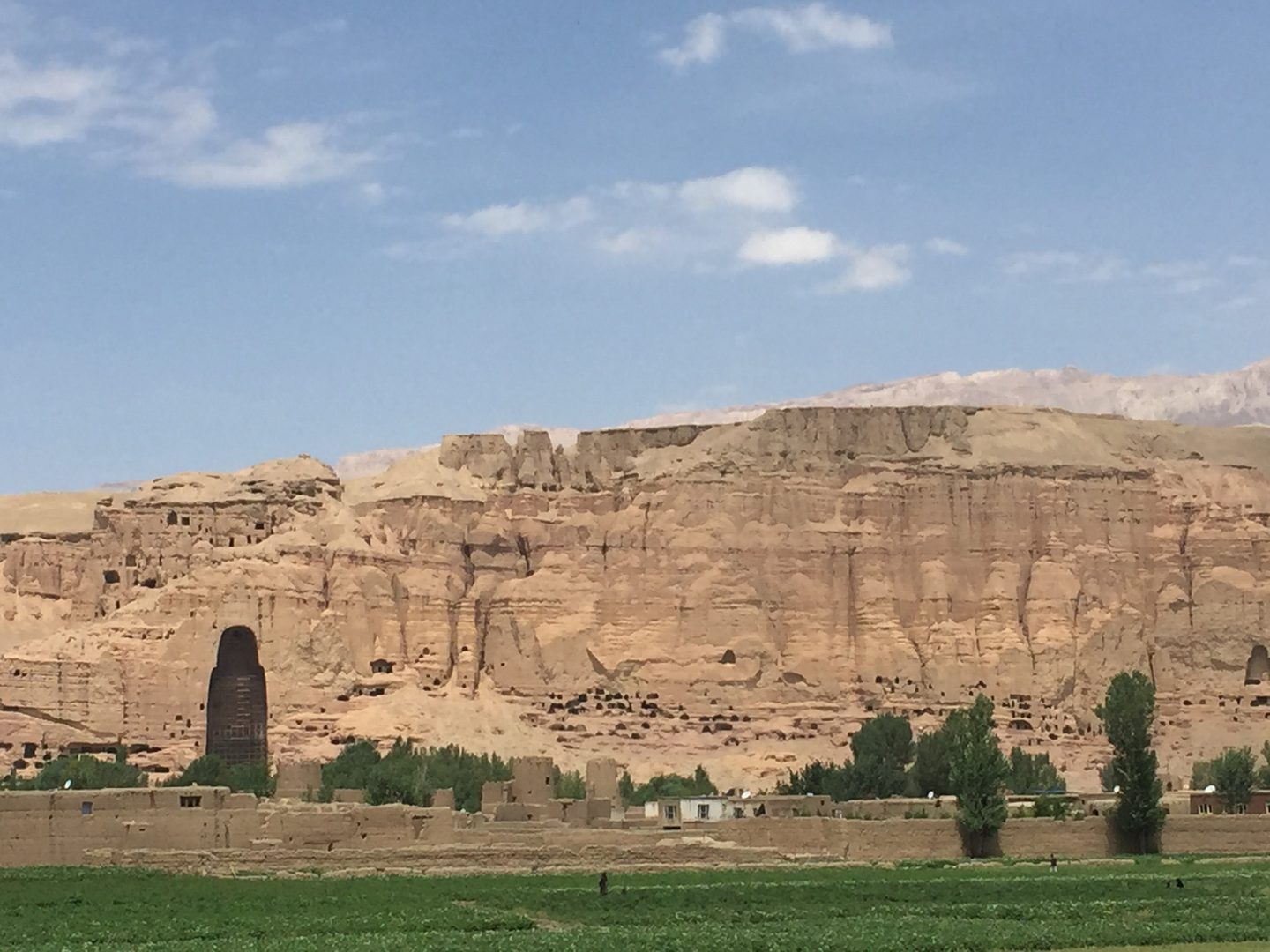 The Bamiyan valley and cliffs, site of the destroyed Buddhas