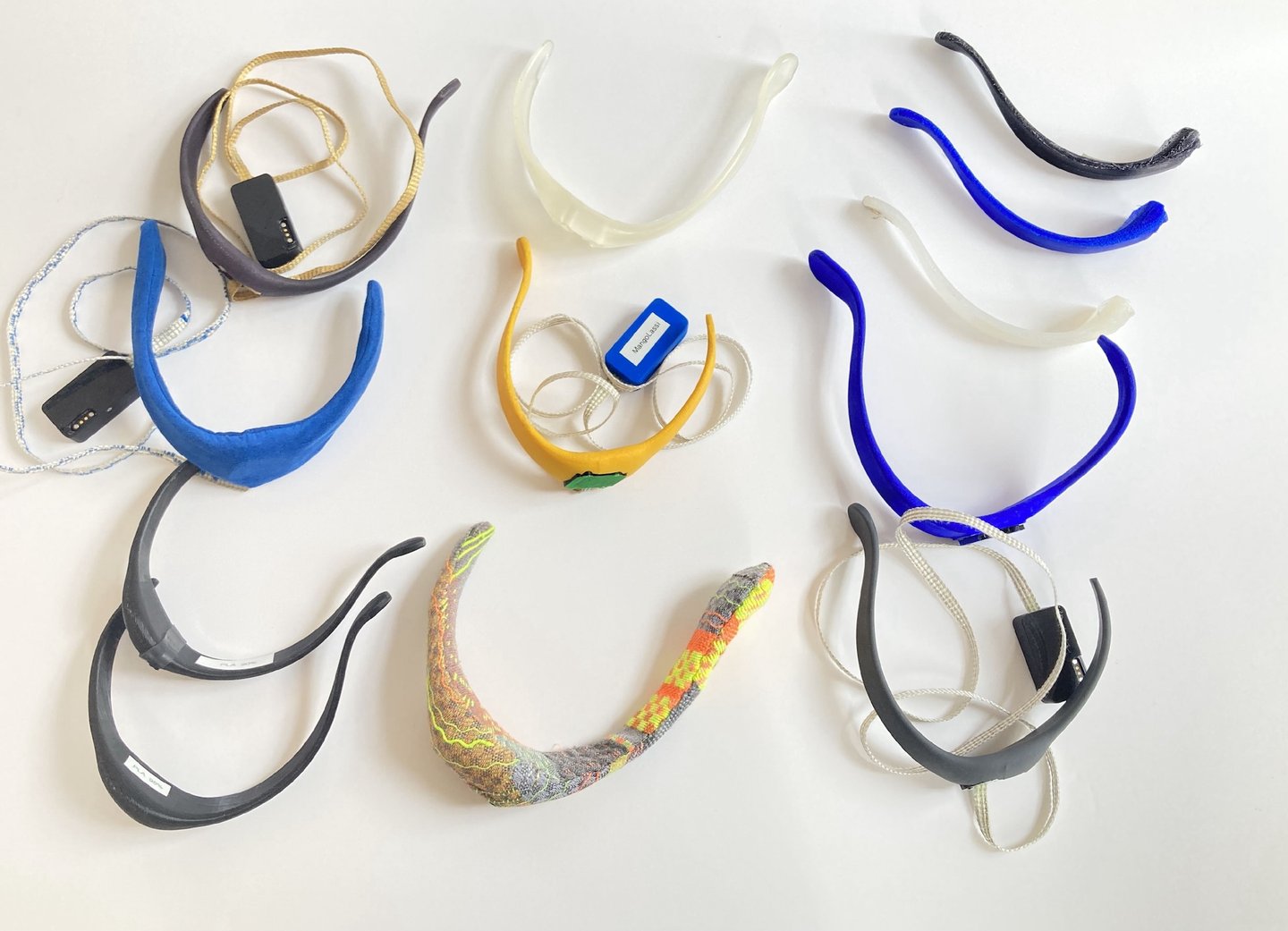 Range of haptic device prototypes in different materials and forms