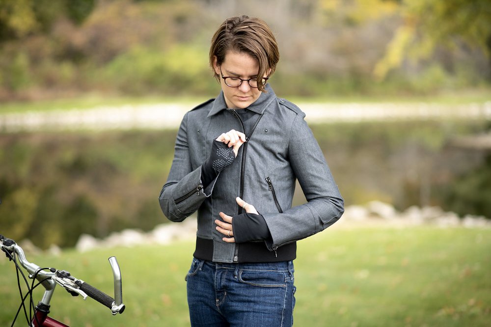 Multi-Tech Commuter Heated Jacket worn outdoors
